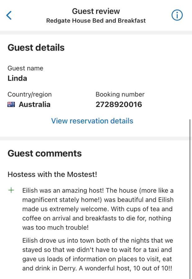 לונדונדרי Redgate House Bed & Breakfast מראה חיצוני תמונה