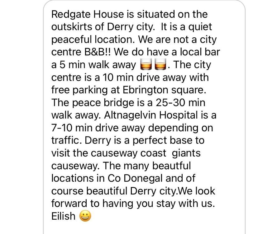 לונדונדרי Redgate House Bed & Breakfast מראה חיצוני תמונה